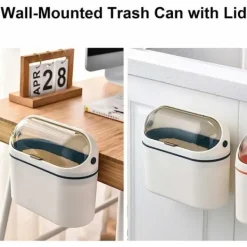 Hot Mini soptunna med lock, för kontor, små utrymmen, monterbar soptunna, för husbil, studentrum, frys, tvättstuga och mer (blå)