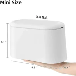 Best Mini Soptunna med Lock, Liten Soptunna, Skrivbordssoptunna, Bänkskiva Mini Soptunnor, Liten Papperskorg, Vit