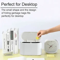 Best Mini Soptunna med Lock, Liten Soptunna, Skrivbordssoptunna, Bänkskiva Mini Soptunnor, Liten Papperskorg, Vit