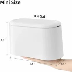 Mini Soptunna med Lock, Liten Soptunna, Skrivbordssoptunna, Bänkskiva Mini Soptunnor, Liten Papperskorg, Vit