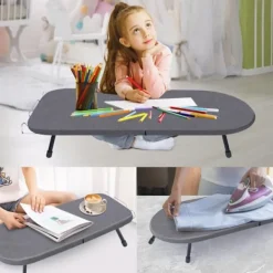 Best VRIETINA Mini Strykbord, Fällbart Kompakt Strykbord, med Strykjärnshållare och Upphängningskrok, 83 x 31 cm, Blå