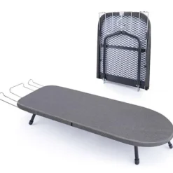 Outlet VRIETINA Mini Strykbord, Fällbart Kompakt Strykbord, med Strykjärnsavlastning och Upphängningskrok, 83 x 31 cm, Svart