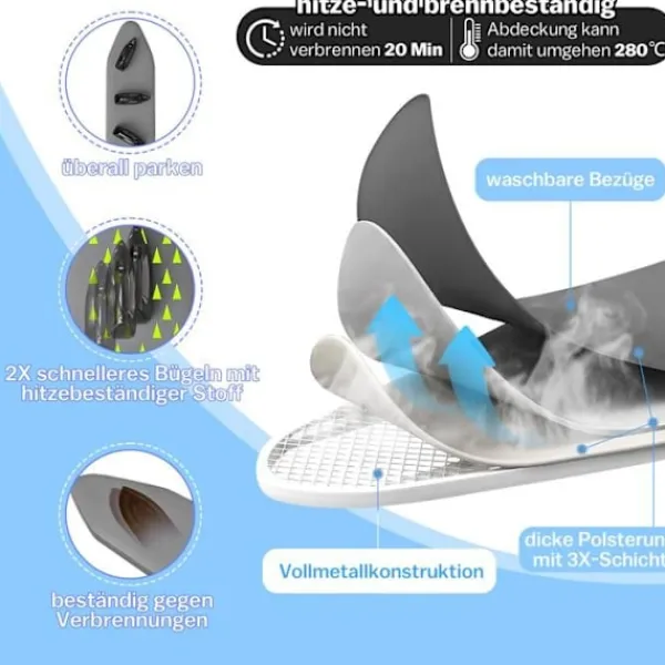 Discount VRIETINA Mini Strykbord, Fällbart Kompakt Strykbord, med Strykjärnsstöd och Hängkrok, 83 x 31 cm, Grå