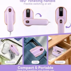 Clearance Mini Symaskinsstrykjärn, 1000W Resestrykjärn, Portabelt Vertikalt Ångstrykjärn 2 i 1 Vått och Torrt