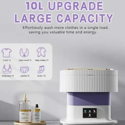 Mini Tvättmaskin, 10L Portabel Tvättmaskin och Torktumlare Lämplig för Lägenheter, Studenthem, Hotell EU-kontakt