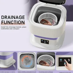 Mini Tvättmaskin, 10L Portabel Tvättmaskin och Torktumlare Lämplig för Lägenheter, Studenthem, Hotell EU-kontakt