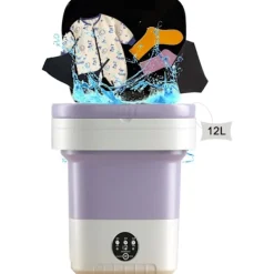Clearance Mini Vikbar Portabel Tvättmaskin 12L – Kompakt Portabel Maskin för Resor, Små Lägenheter och Studentrum Purple