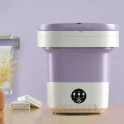 Clearance Mini Vikbar Portabel Tvättmaskin 12L – Kompakt Portabel Maskin för Resor, Små Lägenheter och Studentrum Purple