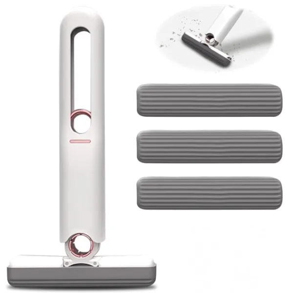 Hot Minimopp, Bärbar Självpressande Svampmopp, Handsfree Rengöring Minimopp för Badrum, Kök (3 Bomullsvastar och 1 Presshandtag) 2 set