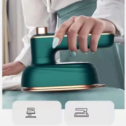 Hot Ministrykmaskin Vikbar Roterbar bottenplatta i titan Antiskåld silikon Handhållet ångstrykjärn för resor Svartgrön EU-kontakt 220V