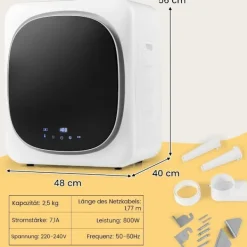 Online Northix Minitorktumlare 5 kg med LED-pekskärm och desinfektions- och luktborttagningstork