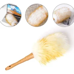 Clearance Mjuk ull liten dammvippa, mikrofiberdammvippa med trähandtag, antistatisk dammvippa lämplig för hem, bil, kontor, möbler, skrivbord, bokdammsrengöring | Fyndiq