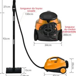 Online COSTWAY Mångsidig Dampförare 2000W , Bedbuggar - 1,5L Behållare, 19 Tillbehör, 4,0 Bar - LED Indikator - 108℃ - Kvalster Orange Blå