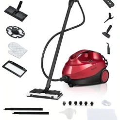 COSTWAY Mångsidig Ångtvättare 2000W för Sänglöss - 1,5L Behållare, 19 Tillbehör, 4,0 Bar, LED Indikator, 108℃, Röda kvalster Blå