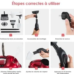 COSTWAY Mångsidig Ångtvättare 2000W för Sänglöss - 1,5L Behållare, 19 Tillbehör, 4,0 Bar, LED Indikator, 108℃, Röda kvalster Blå