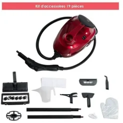 COSTWAY Mångsidig Ångtvättare 2000W för Sänglöss - 1,5L Behållare, 19 Tillbehör, 4,0 Bar, LED Indikator, 108℃, Röda kvalster Blå