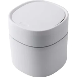 Outlet Modern Mini-sopkorg i plast med lock - Papperskorg för badrum, skrivbord, bordsskiva eller soffbord - Kassera bomullsrondeller, sminksponser