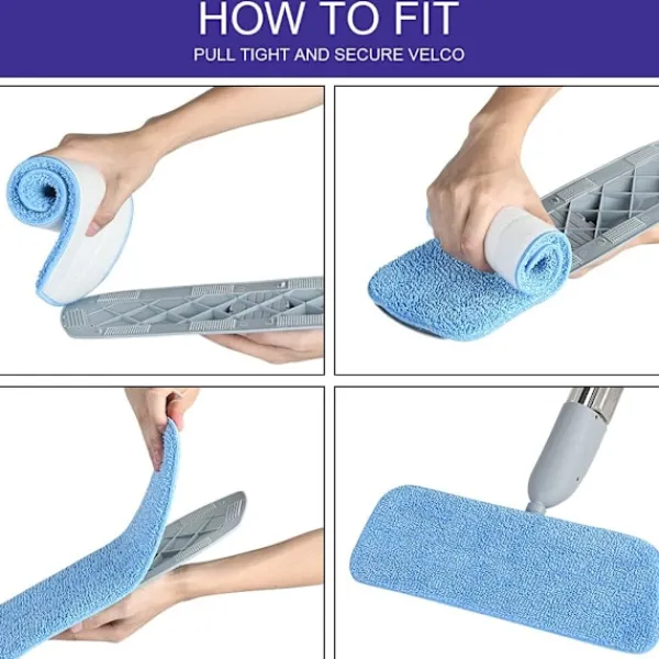 Hot unbranded Mop Pads, 6 stycken Mikrofiber Rengöringsdynor Blå