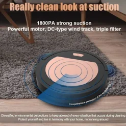 Moppande Robotdammsugare 3 i 1 Automatisk Ultratunn och Tyst Dammsugare Lätt Uppladdningsbar och Tyst För Golv Bil Hår etc, Vit