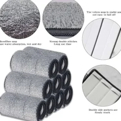 Moppdynor, 6 st Ersättningsdynor, Mikrofiber Hushållsmopphuvud Rengöringsdyna, för Rengöring och Skrubbning av Våta eller Torra Golv
