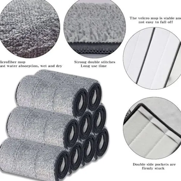 Moppdynor, 6 st Ersättningsdynor, Mikrofiber Hushållsmopphuvud Rengöringsdyna, för Rengöring och Skrubbning av Våta eller Torra Golv
