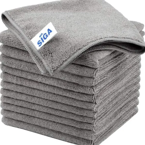 Online *MR.SIGA Mikrofiber Rengöringsduk, Universalhanddukar, Rändfria Rengöringstrasor, 12-pack, Grå, Storlek 32 x 32 cm (12,6 x 12,6 tum)