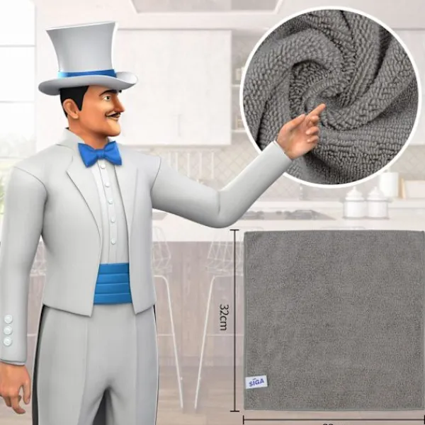 Online *MR.SIGA Mikrofiber Rengöringsduk, Universalhanddukar, Rändfria Rengöringstrasor, 12-pack, Grå, Storlek 32 x 32 cm (12,6 x 12,6 tum)