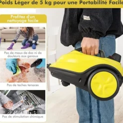 COSTWAY Multifunktionell Dammaskin 2000W för Vägglöss-5,0 BAR-15 Tillbehör och Manometrar-Reservoir 1,8L-Allhjul. Gul