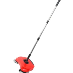 Online Multifunktionell 3-i-1 Hushållsrengöring Lat Handtryck Sopmaskin Sopskyffel Papperskorg 360 Roterande Golvrengöringsmopp (Röd)