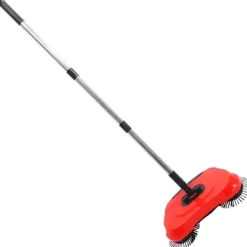 Online Multifunktionell 3-i-1 Hushållsrengöring Lat Handtryck Sopmaskin Sopskyffel Papperskorg 360 Roterande Golvrengöringsmopp (Röd)