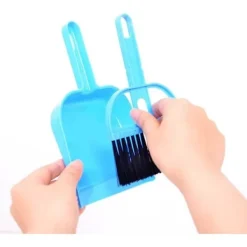 Hot GIFT OF G Multifunktionell Mini Sopskyffel och Borstset, små Rengöringsverktyg, kvast, portabel Sopskyffel, blå