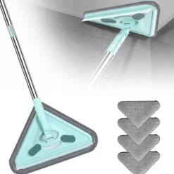 Best Multifunktionell mopp, 360° roterbar och justerbar rengöringsmopp, våt och torr triangel