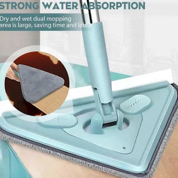 Online Multifunktionell mopp, 360° roterbar och justerbar rengöringsmopp, våt och torr triangel