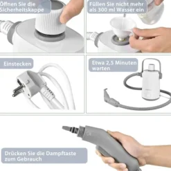Clearance Multifunktionell ångtvätt bärbar handhållen ångrengöringsmaskin med 1000 W effekt grå