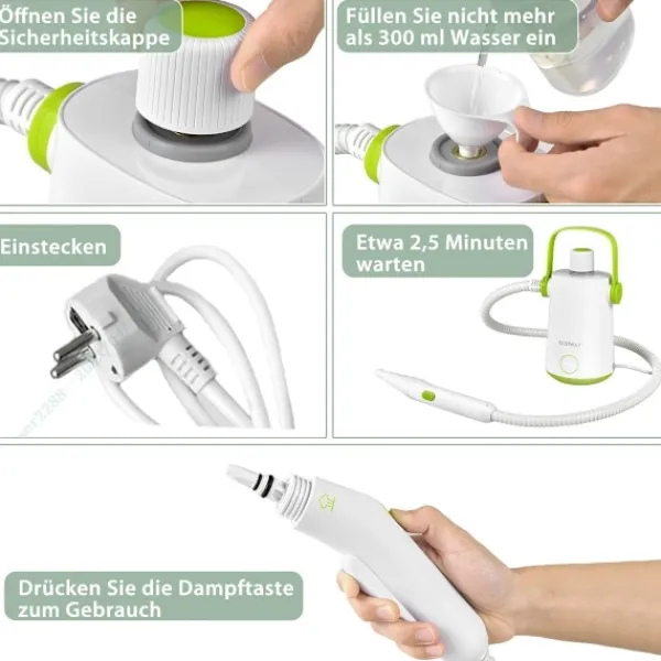 Discount Northix Multifunktionell ångtvätt bärbar handhållen ångrengöringsmaskin med 1000 W power green