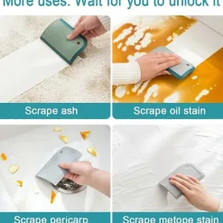 Online Multifunktionell Rengöringsgummi, Lämplig för Fönster, Duschdörrar, Glas, Spegel, Bilruta, Keramisk Vägg, Skåpsbord, Mini Silikon Ru