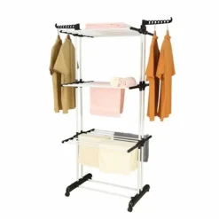 New HERZBERG Multifunktionell torkställning 20m vit och svart HG8034-BW