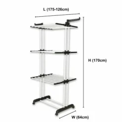 New HERZBERG Multifunktionell torkställning 20m vit och svart HG8034-BW