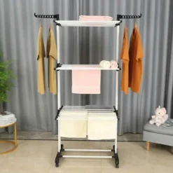 New HERZBERG Multifunktionell torkställning 20m vit och svart HG8034-BW