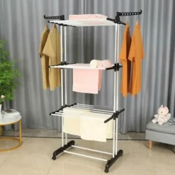 New HERZBERG Multifunktionell torkställning 20m vit och svart HG8034-BW