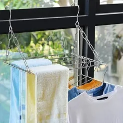 Clearance Multifunktionell Torkställning för Kläder, Rostfritt Stål Tvätt Torkhängare för Upphängning av Kläder, Handdukar, Strumpor