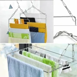 Clearance Multifunktionell Torkställning för Kläder, Rostfritt Stål Tvätt Torkhängare för Upphängning av Kläder, Handdukar, Strumpor