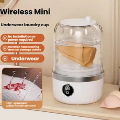 New FJORD Multifunktionell Tvättmaskin, Mini Bärbar Tvättmaskin, Touchskärm, 3 Hastighetslägen, Toppöppning, Vattentät, Lämplig För Resor White