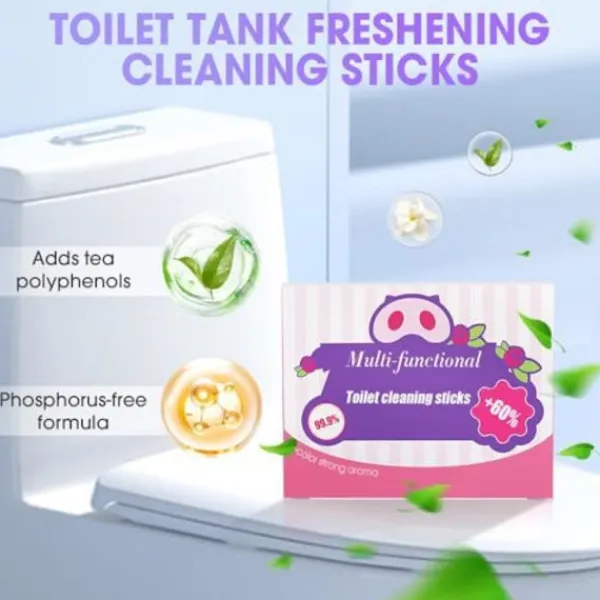 Sale Multifunktionella Toalettrengöringsstavar - Drop-in Tankrengörare & Fräschare med Långvarig Fräschör för Toalettskålen (1)