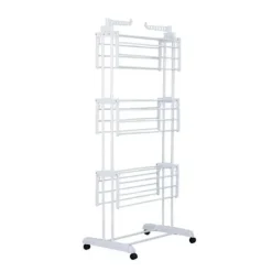 New HERZBERG Multifunktions torkställ - - HG8034-WHT - 20m torklinje - Rostfritt stål - Inomhus/utomhus