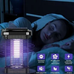 Xuigort Myggdödande lampa för utomhus- och inomhusbruk, solcellsbaserad UV-myggdödande lampa, elektrisk lampa för insektsfångst