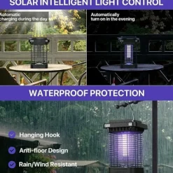 Xuigort Myggdödande lampa för utomhus- och inomhusbruk, solcellsbaserad UV-myggdödande lampa, elektrisk lampa för insektsfångst