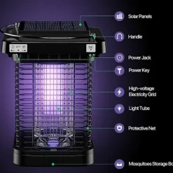 Xuigort Myggdödande lampa för utomhus- och inomhusbruk, solcellsbaserad UV-myggdödande lampa, elektrisk lampa för insektsfångst