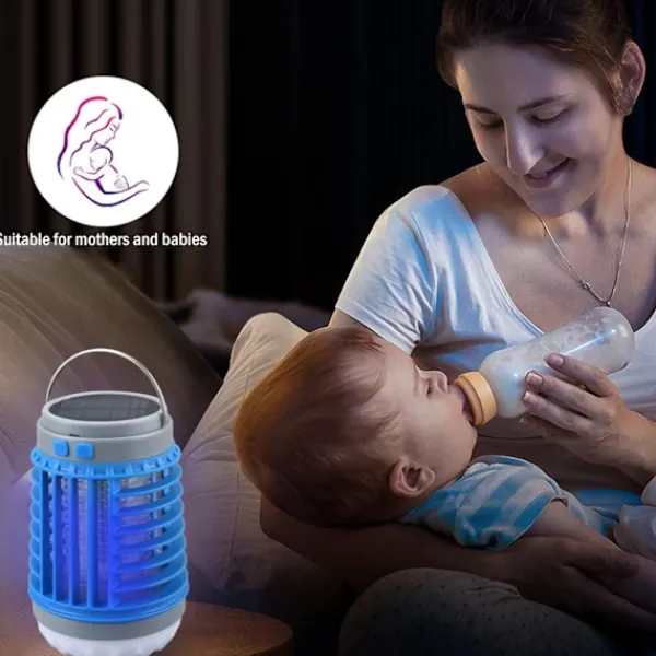 Myggdödare, 2024 ny solcellsladdad vattentät myggdödande lampa, bärbar lämplig för trädgård, camping och picknick Blue with hook