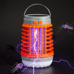 Myggdödare, 2024 ny solcellsladdad vattentät myggdödande lampa, bärbar lämplig för trädgård, camping och picknick Blue with hook